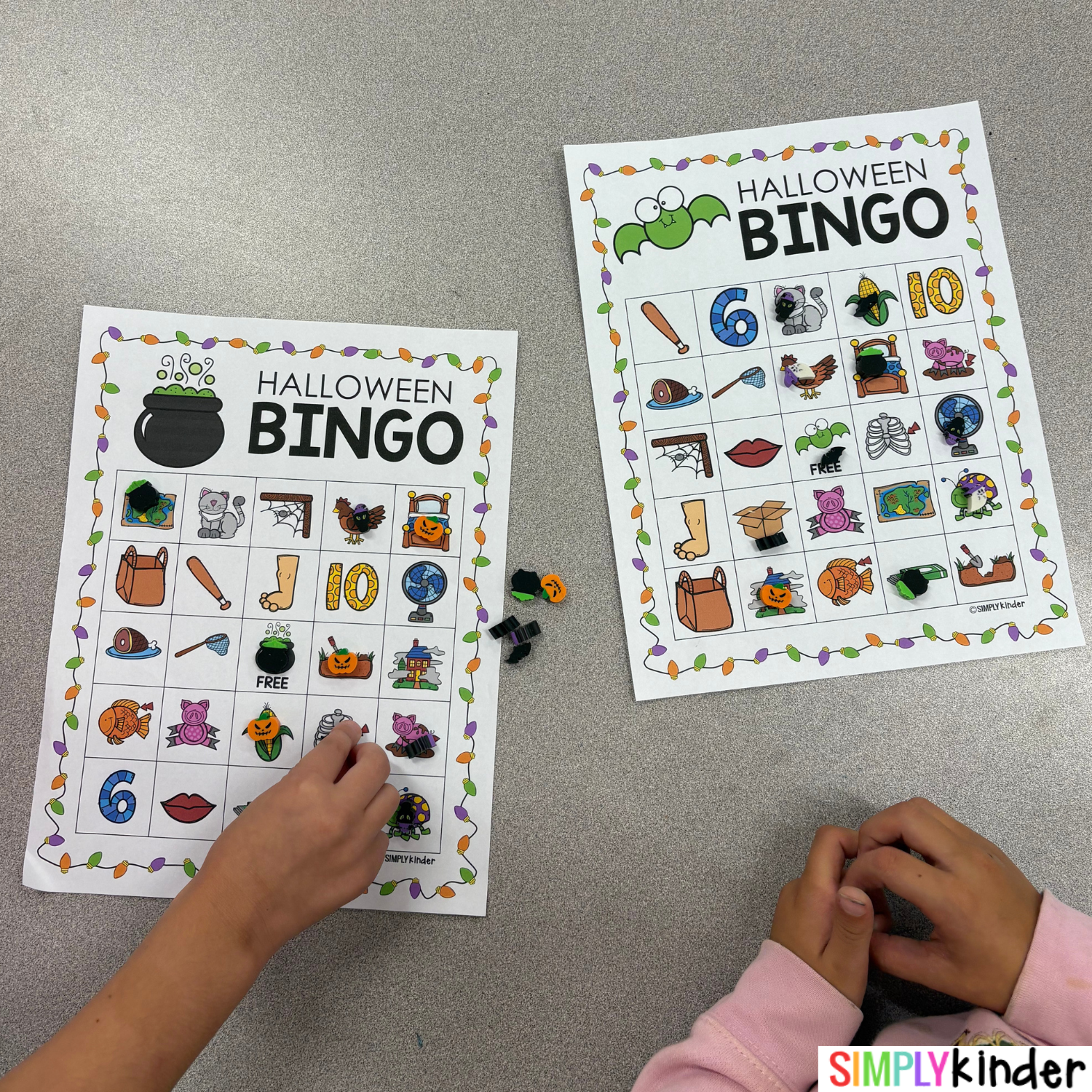 Halloween bingo game for kindergarten classroom